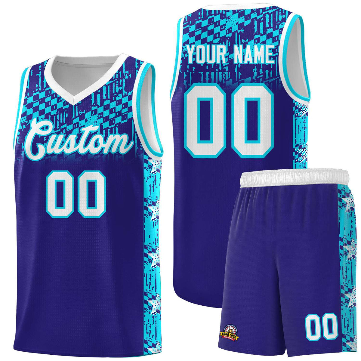 Custom Royal Mosaic Stars Pattern Sports Uniform Basketball Jersey|KXKSHOP