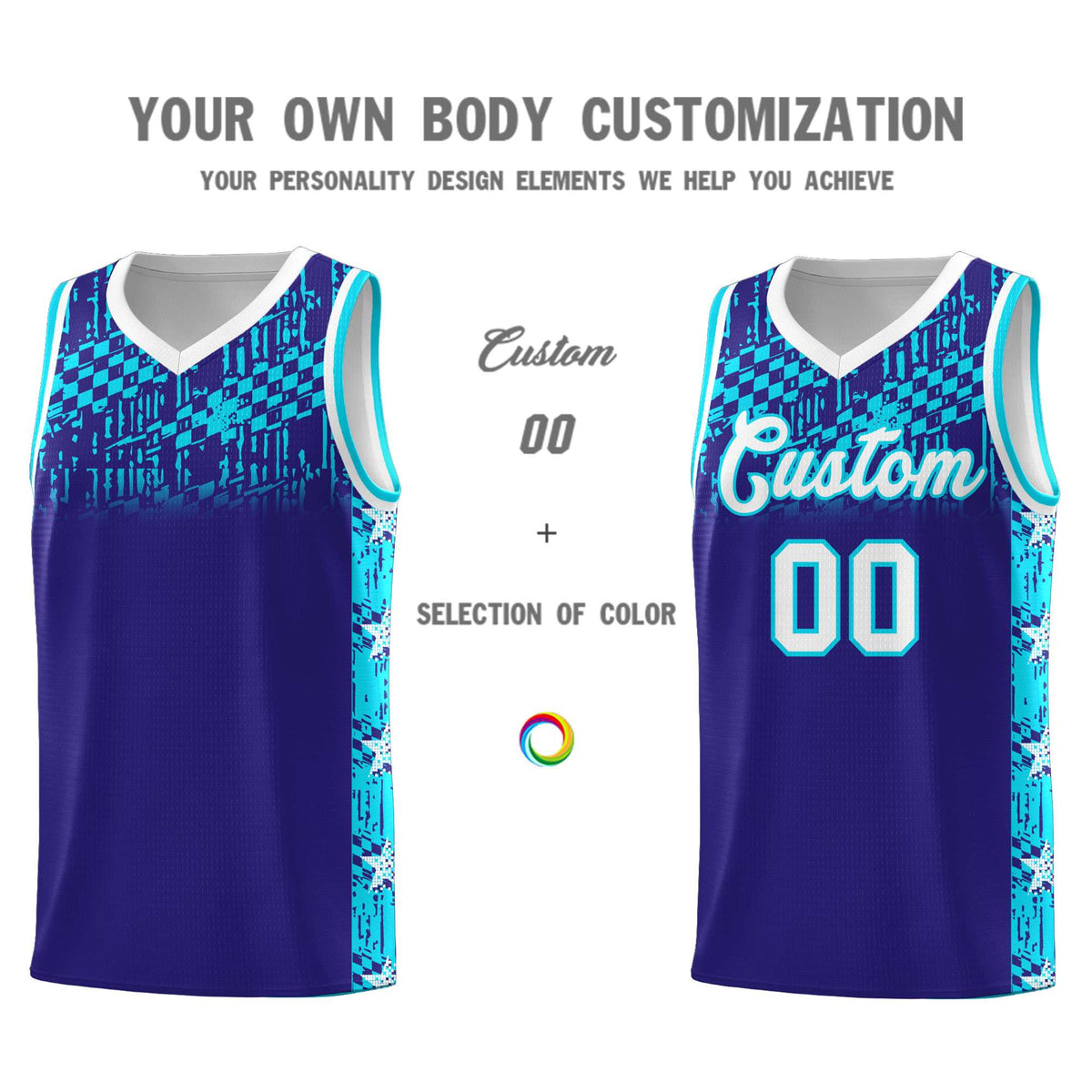 Custom Royal Mosaic Stars Pattern Sports Uniform Basketball Jersey|KXKSHOP