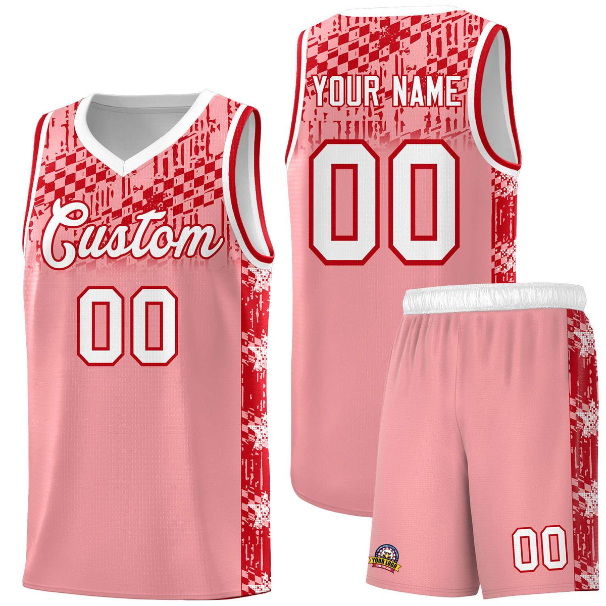 Custom Light Pink Mosaic Stars Pattern Sports Uniform Basketball Jersey|KXKSHOP