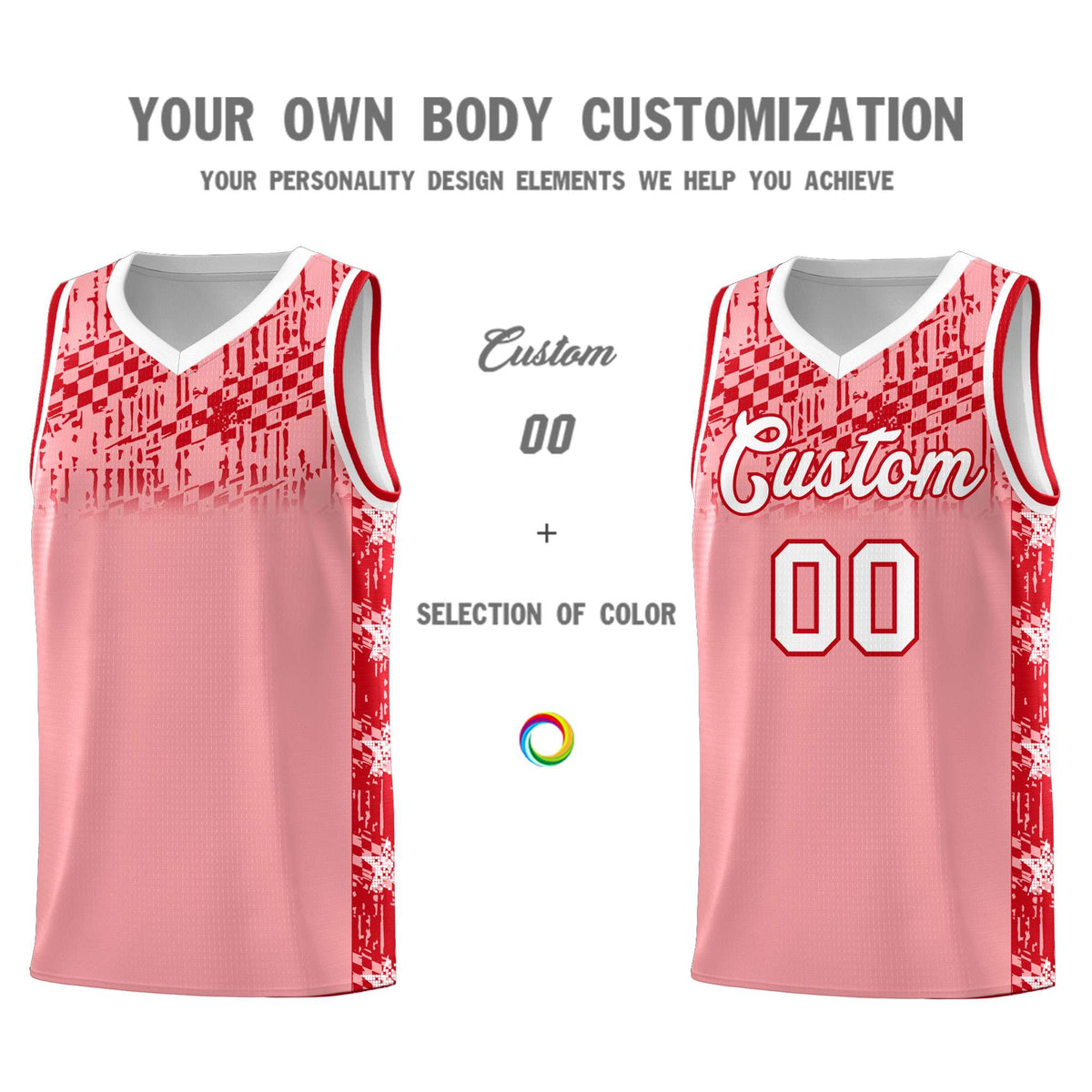 Custom Light Pink Mosaic Stars Pattern Sports Uniform Basketball Jersey|KXKSHOP