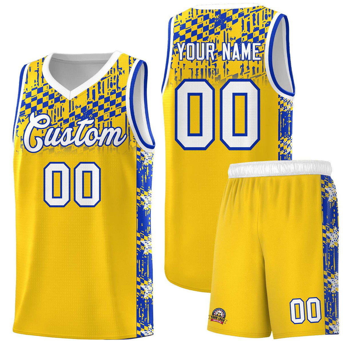 Custom Gold Mosaic Stars Pattern Sports Uniform Basketball Jersey|KXKSHOP