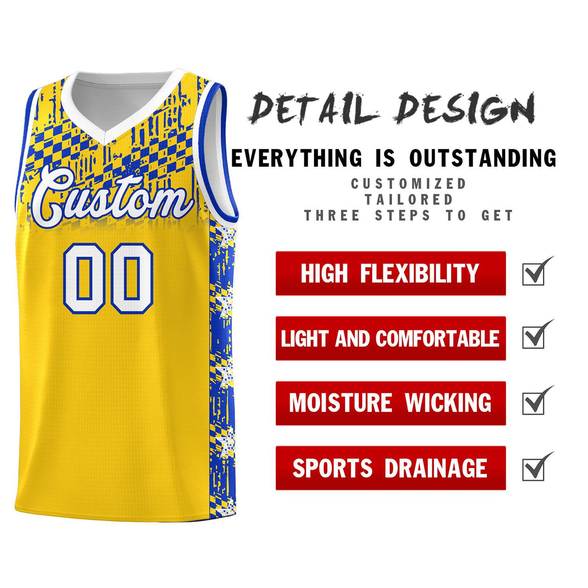 Custom Gold Mosaic Stars Pattern Sports Uniform Basketball Jersey|KXKSHOP