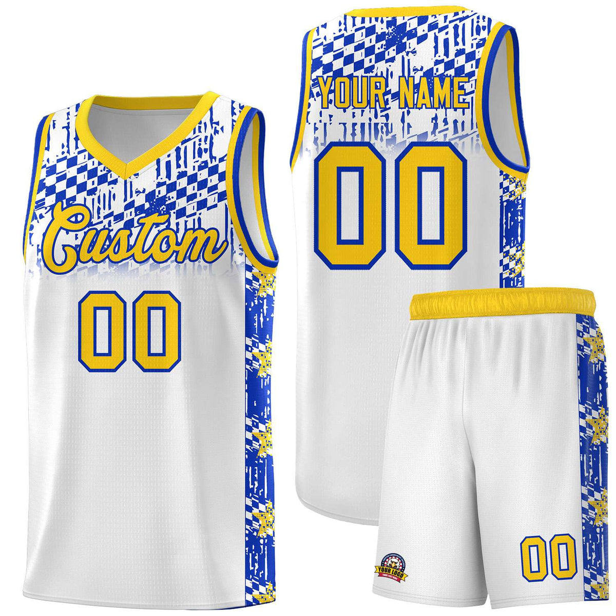 Custom White Mosaic Stars Pattern Sports Uniform Basketball Jersey|KXKSHOP
