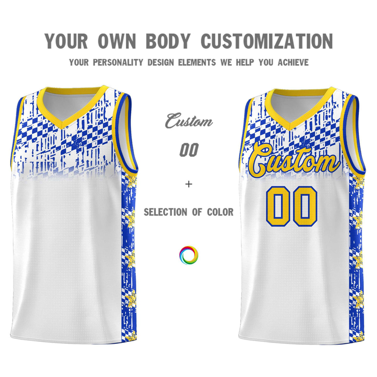 Custom White Mosaic Stars Pattern Sports Uniform Basketball Jersey|KXKSHOP