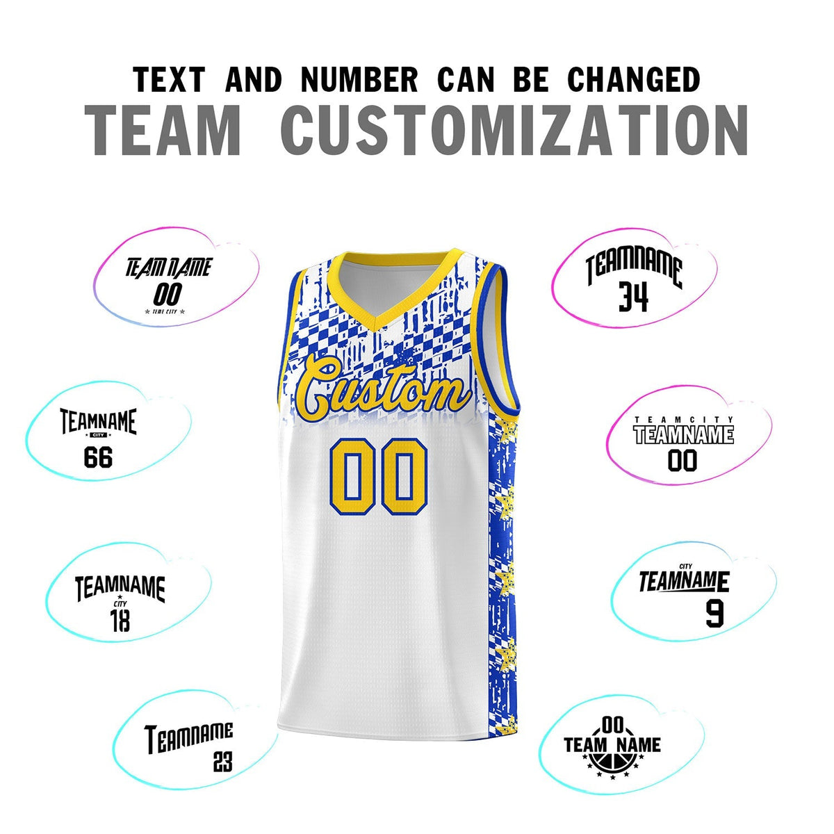 Custom White Mosaic Stars Pattern Sports Uniform Basketball Jersey|KXKSHOP