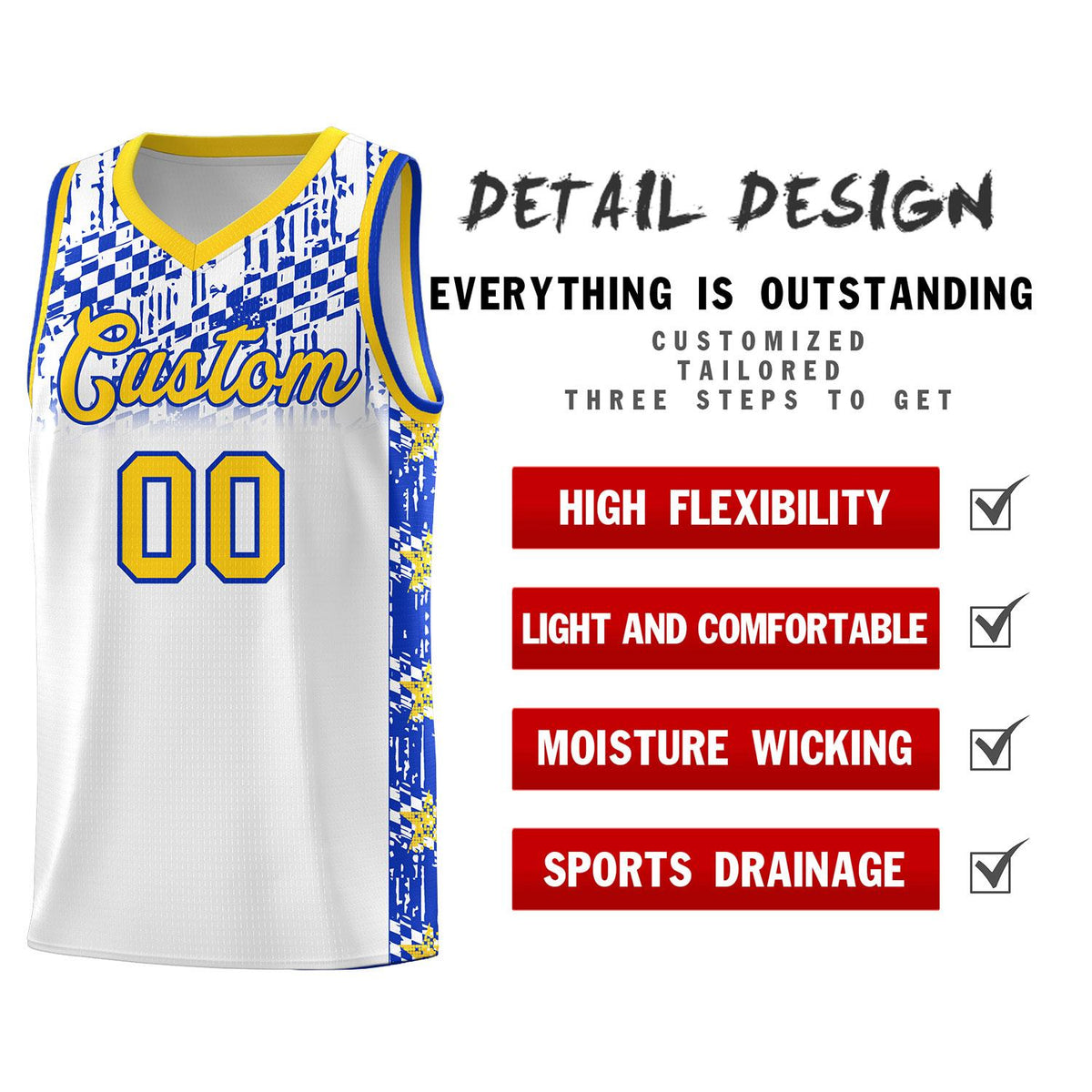 Custom White Mosaic Stars Pattern Sports Uniform Basketball Jersey|KXKSHOP