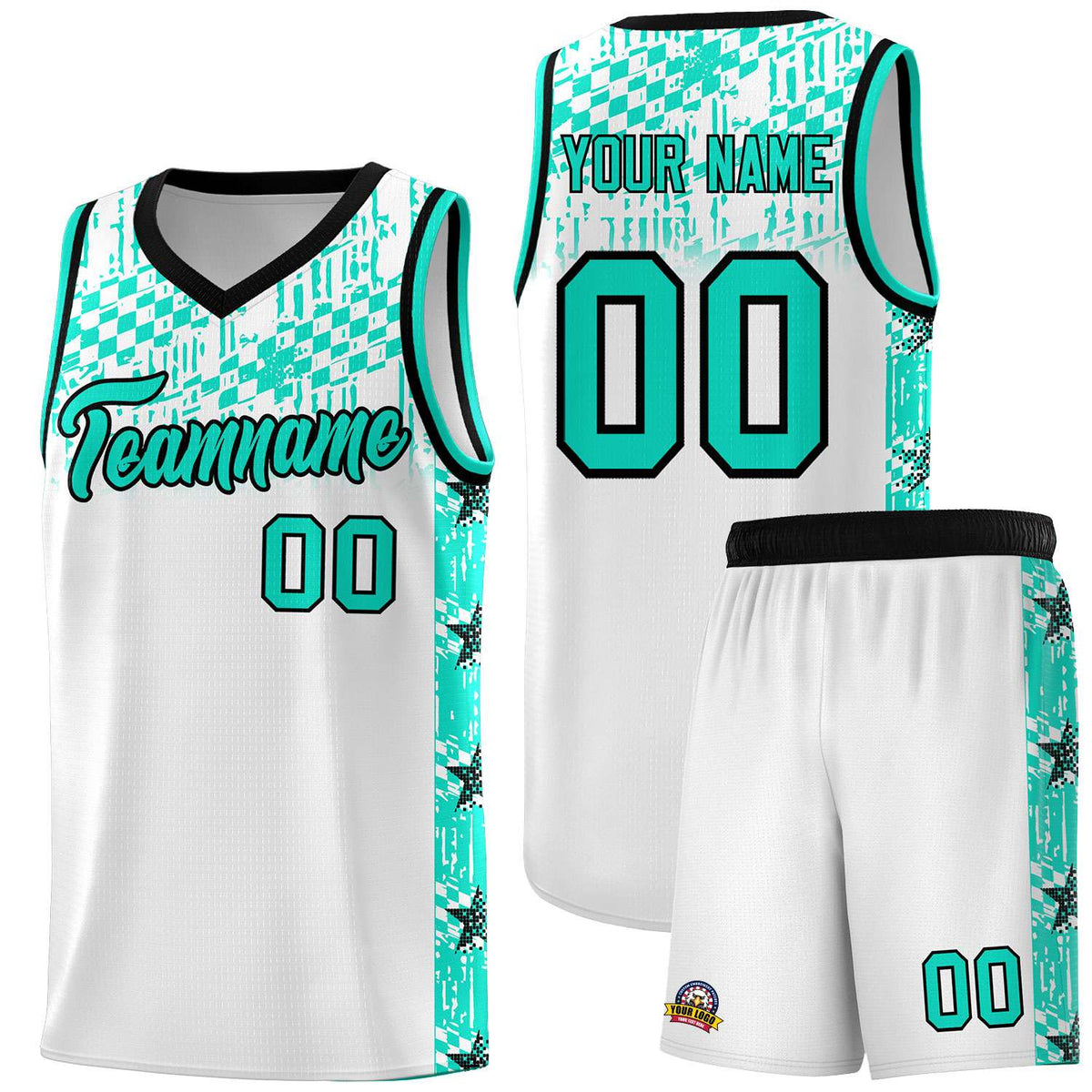 Custom White Mosaic Stars Pattern Sports Uniform Basketball Jersey|KXKSHOP