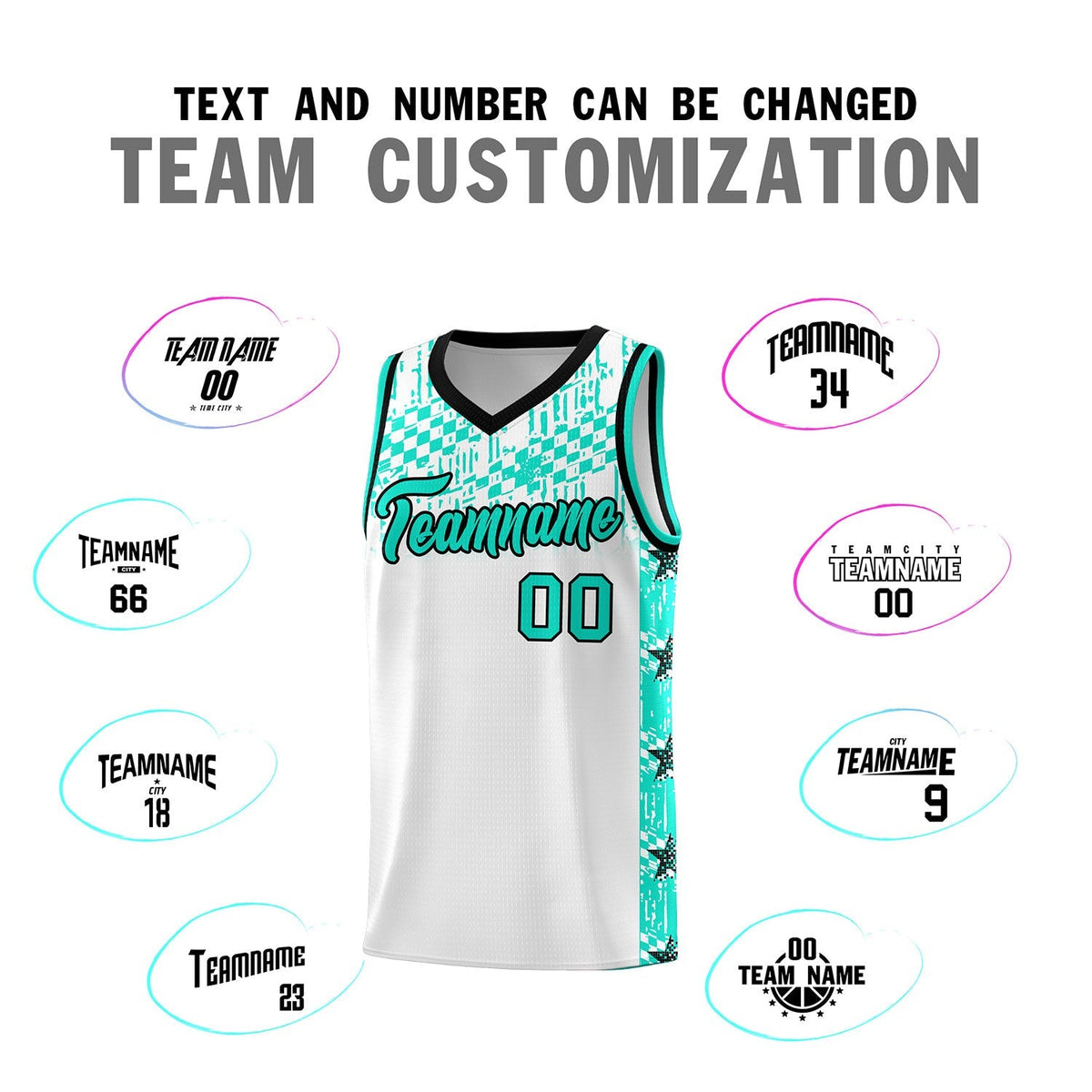 Custom White Mosaic Stars Pattern Sports Uniform Basketball Jersey|KXKSHOP