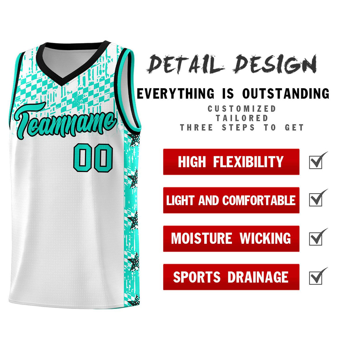 Custom White Mosaic Stars Pattern Sports Uniform Basketball Jersey|KXKSHOP