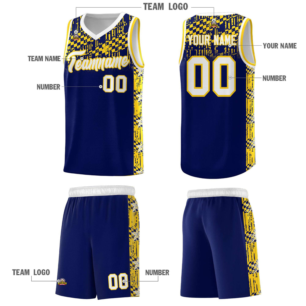 Custom Navy Mosaic Stars Pattern Sports Uniform Basketball Jersey|KXKSHOP