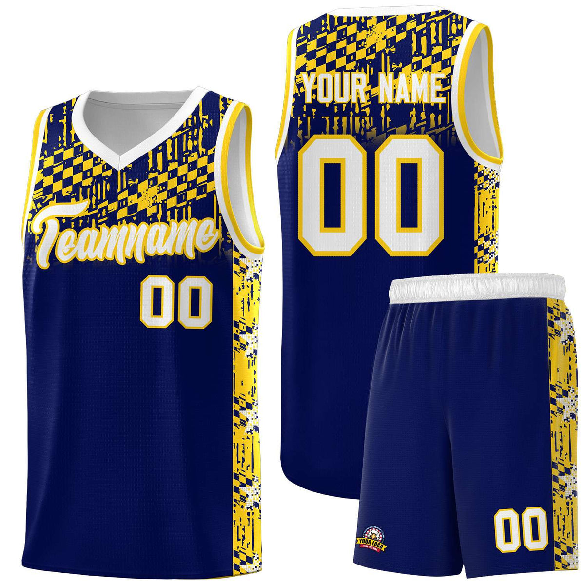 Custom Navy Mosaic Stars Pattern Sports Uniform Basketball Jersey|KXKSHOP