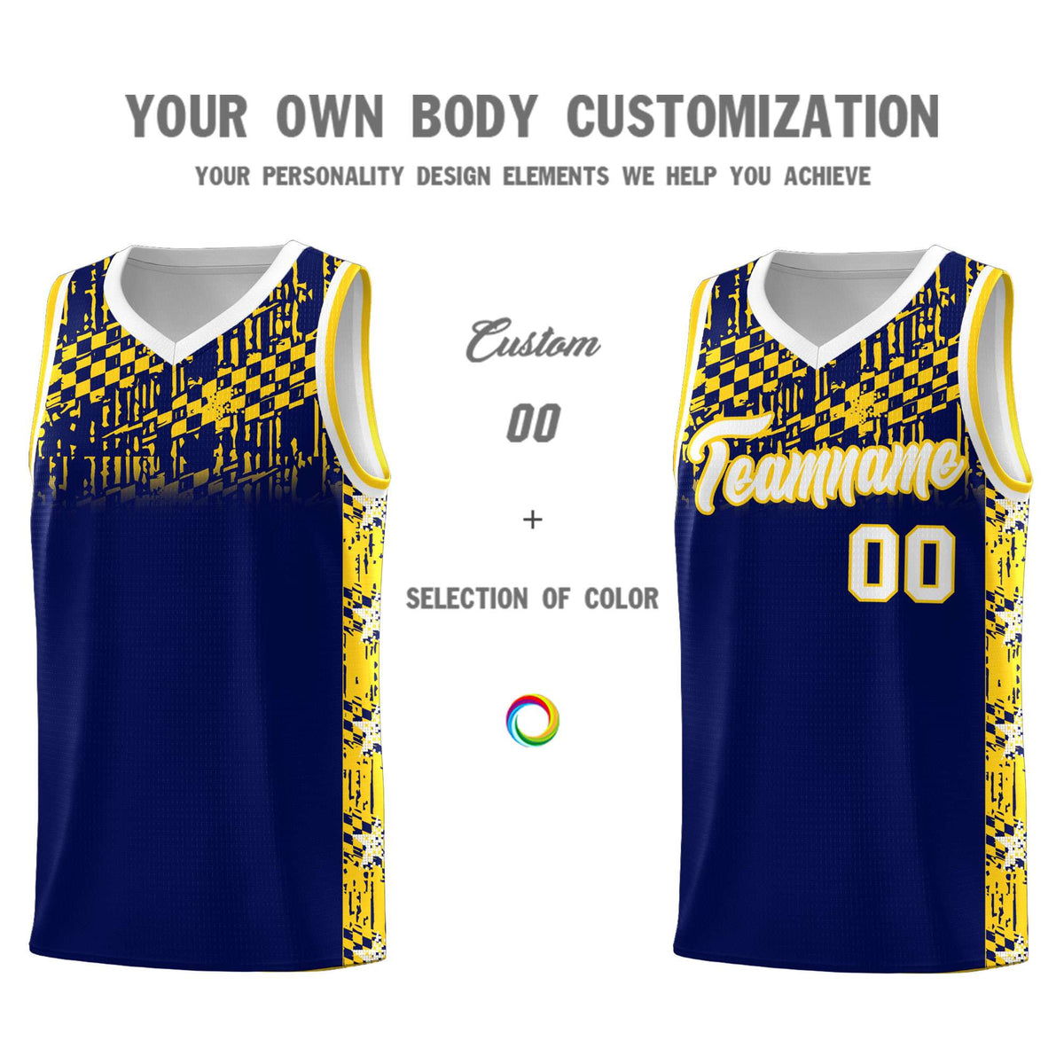 Custom Navy Mosaic Stars Pattern Sports Uniform Basketball Jersey|KXKSHOP