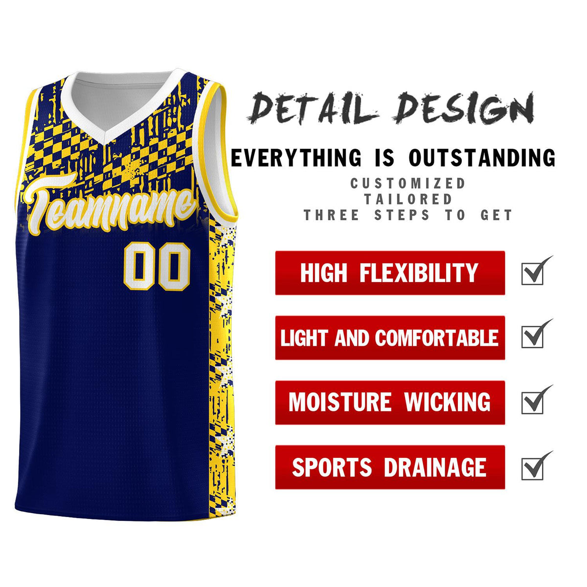 Custom Navy Mosaic Stars Pattern Sports Uniform Basketball Jersey|KXKSHOP