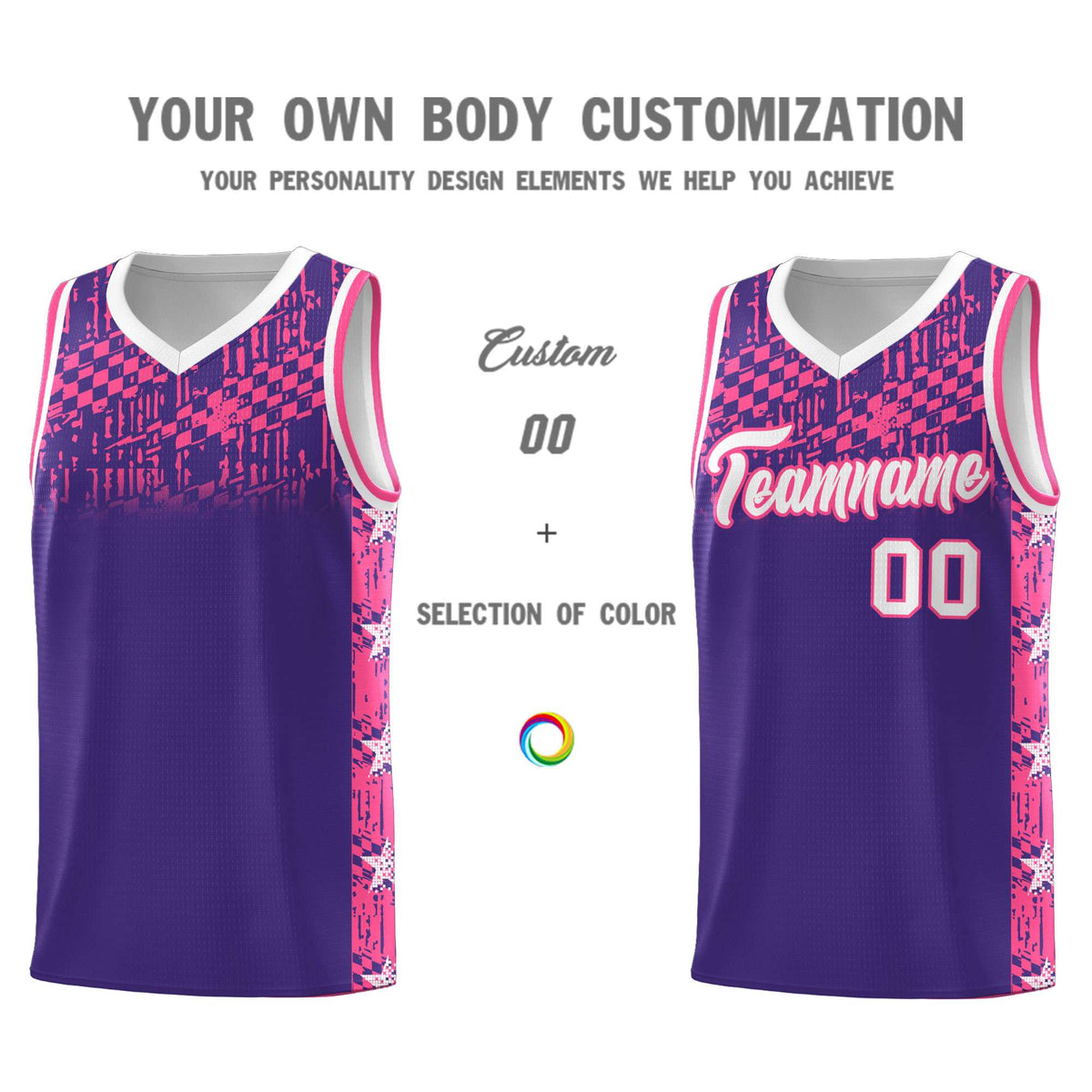 Custom Purple Mosaic Stars Pattern Sports Uniform Basketball Jersey|KXKSHOP