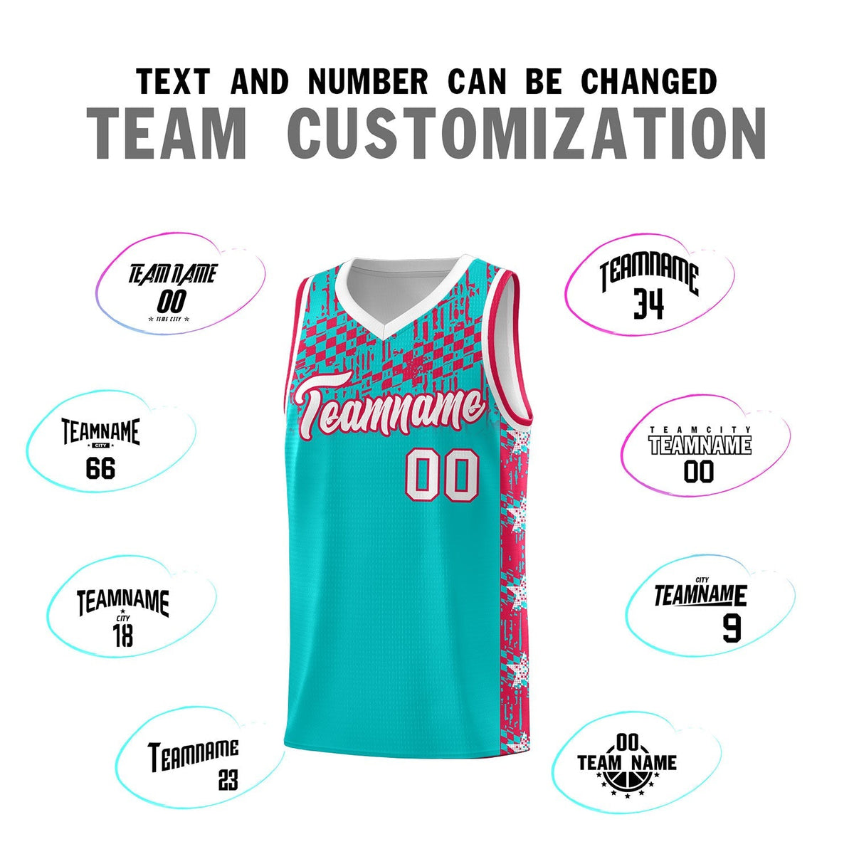 Custom Aqua Mosaic Stars Pattern Sports Uniform Basketball Jersey|KXKSHOP