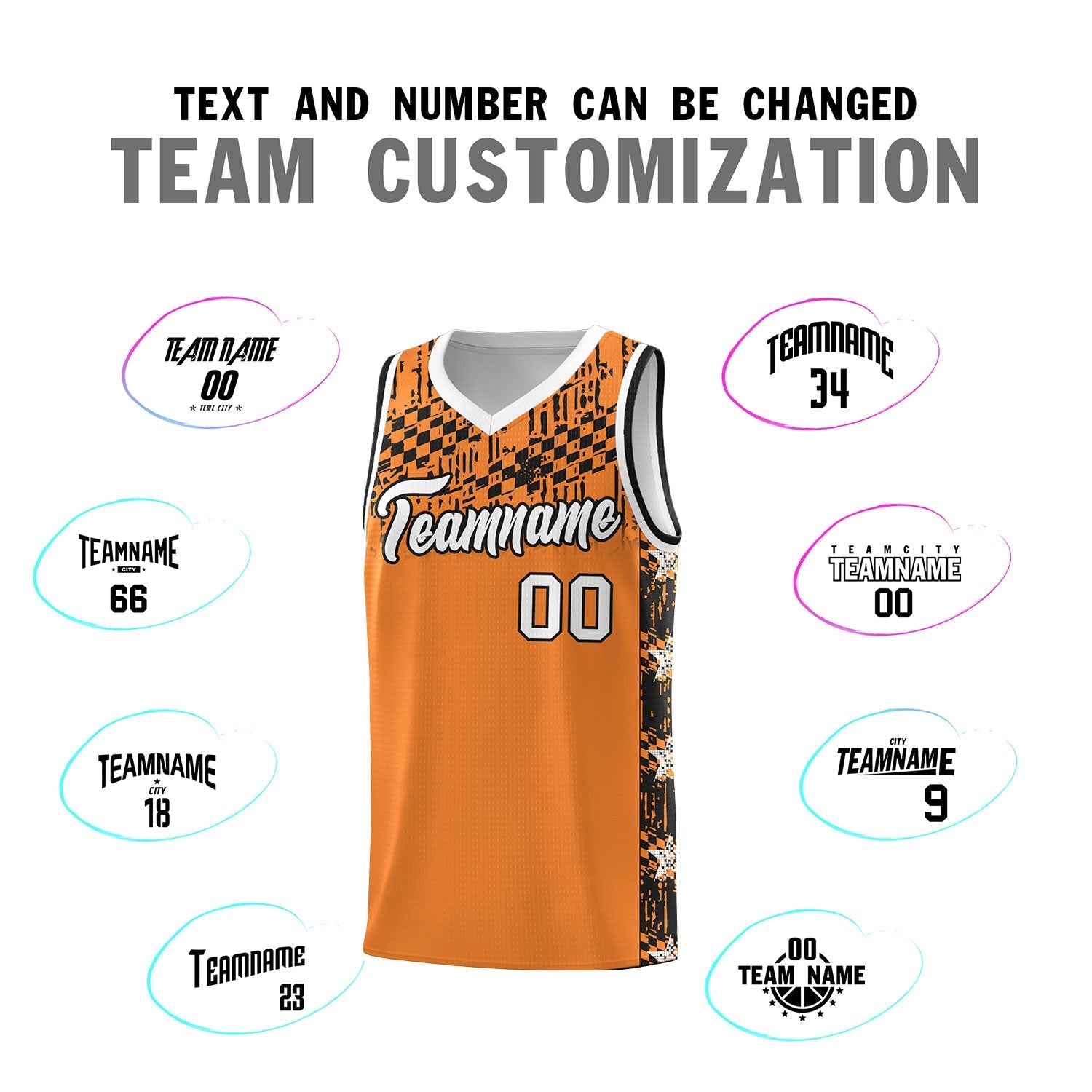 Custom Gold Orange Mosaic Stars Pattern Sports Uniform Basketball Jersey|KXKSHOP