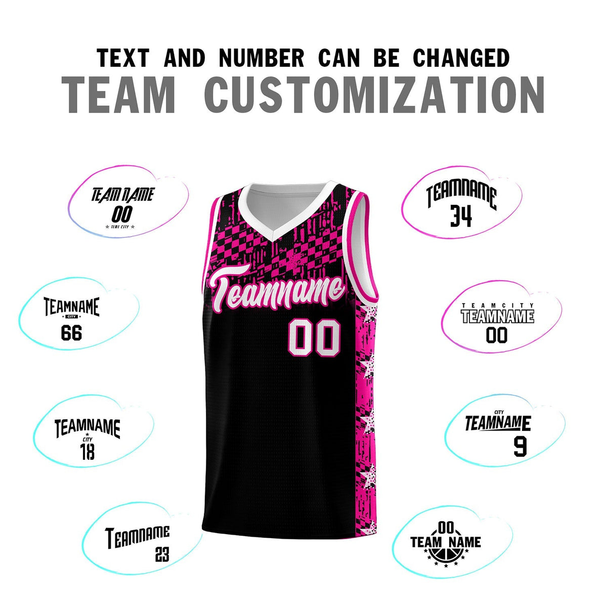 Custom Black Mosaic Stars Pattern Sports Uniform Basketball Jersey|KXKSHOP