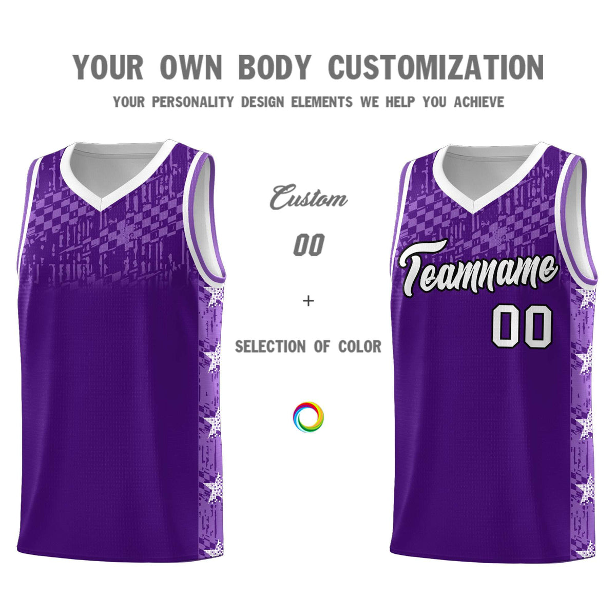 Custom Purple Mosaic Stars Pattern Sports Uniform Basketball Jersey|KXKSHOP
