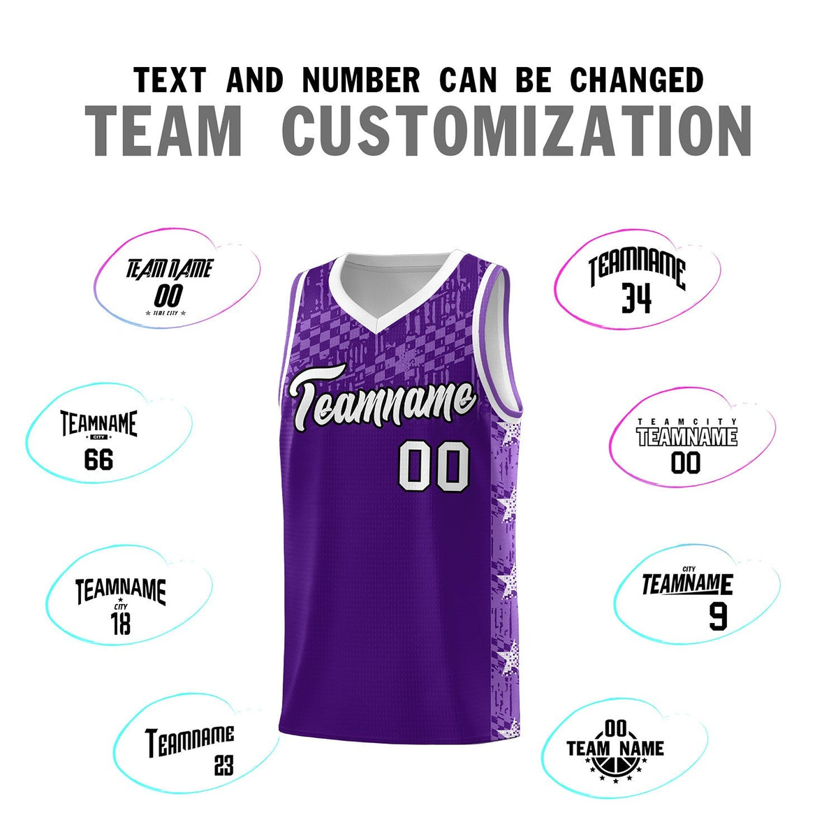 Custom Purple Mosaic Stars Pattern Sports Uniform Basketball Jersey|KXKSHOP