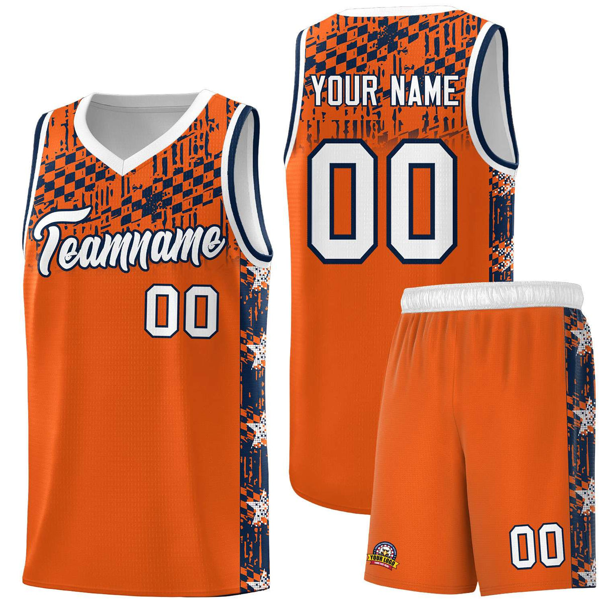 Custom Orange Mosaic Stars Pattern Sports Uniform Basketball Jersey|KXKSHOP