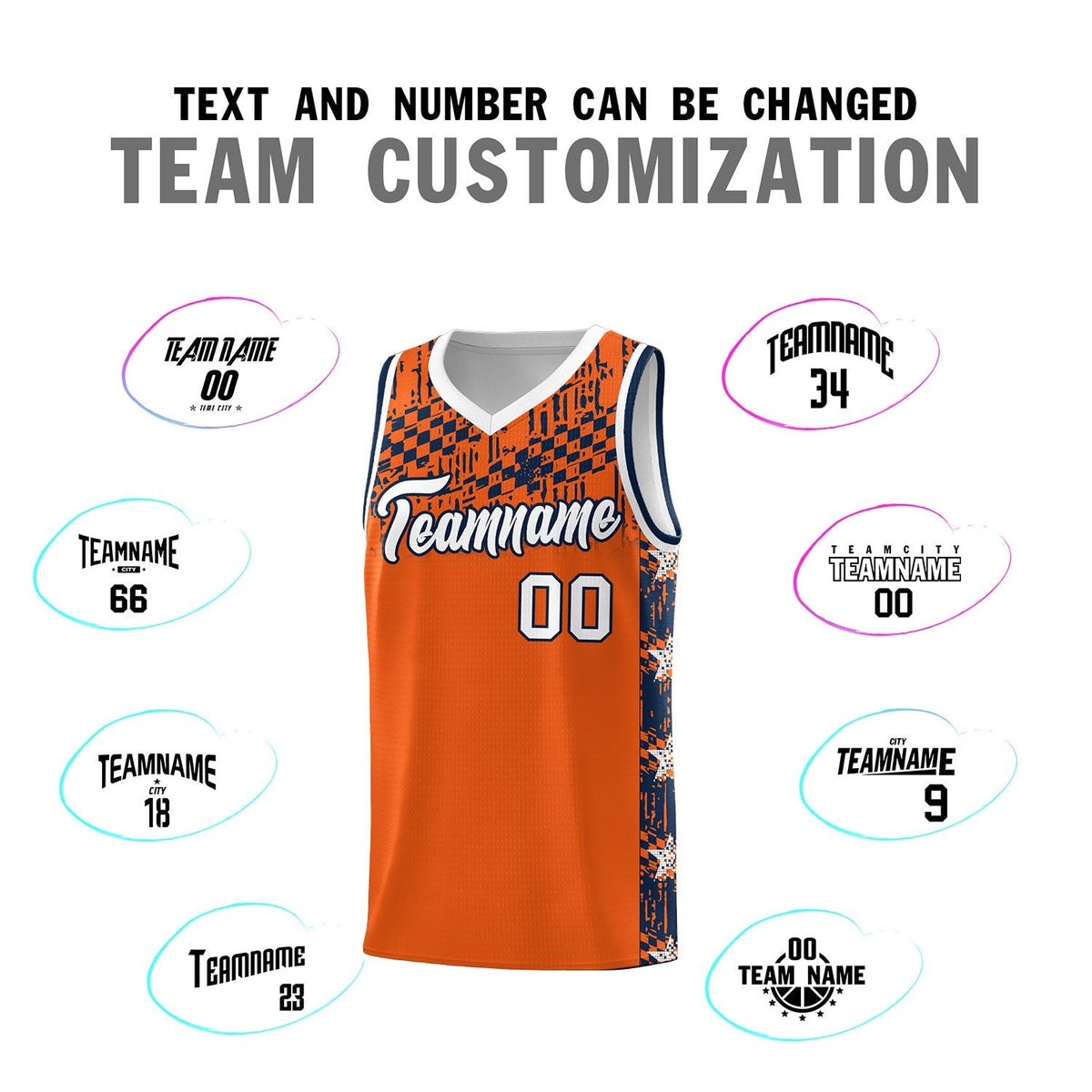 Custom Orange Mosaic Stars Pattern Sports Uniform Basketball Jersey|KXKSHOP