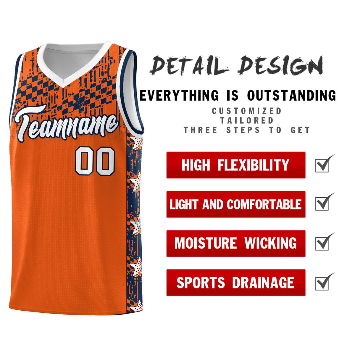 Custom Orange Mosaic Stars Pattern Sports Uniform Basketball Jersey|KXKSHOP
