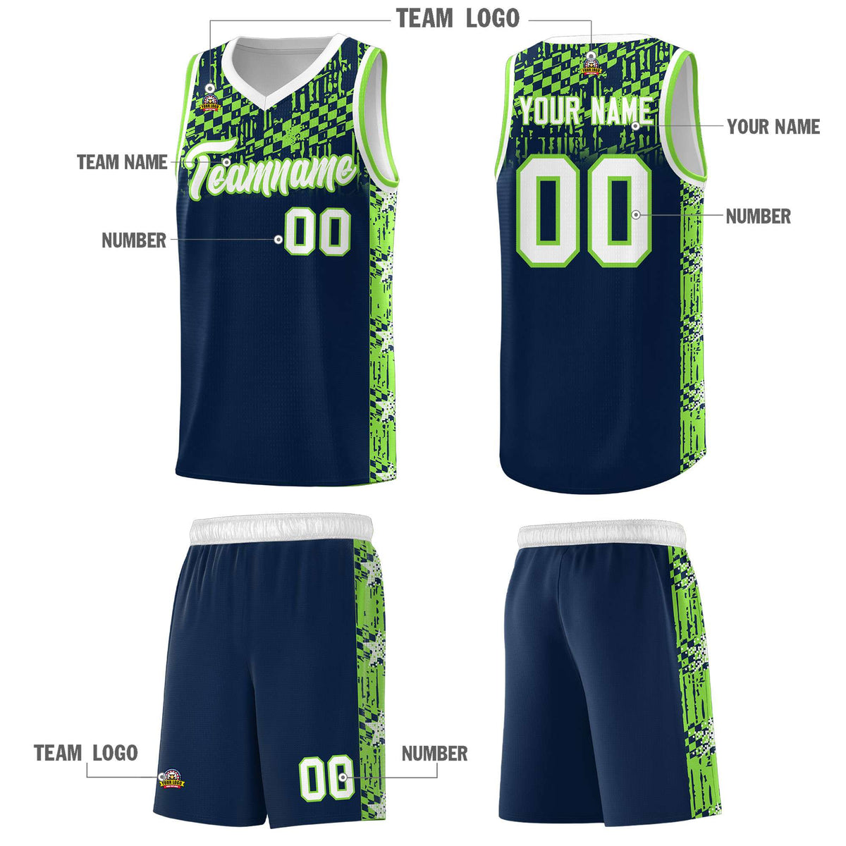 Custom Navy Mosaic Stars Pattern Sports Uniform Basketball Jersey|KXKSHOP
