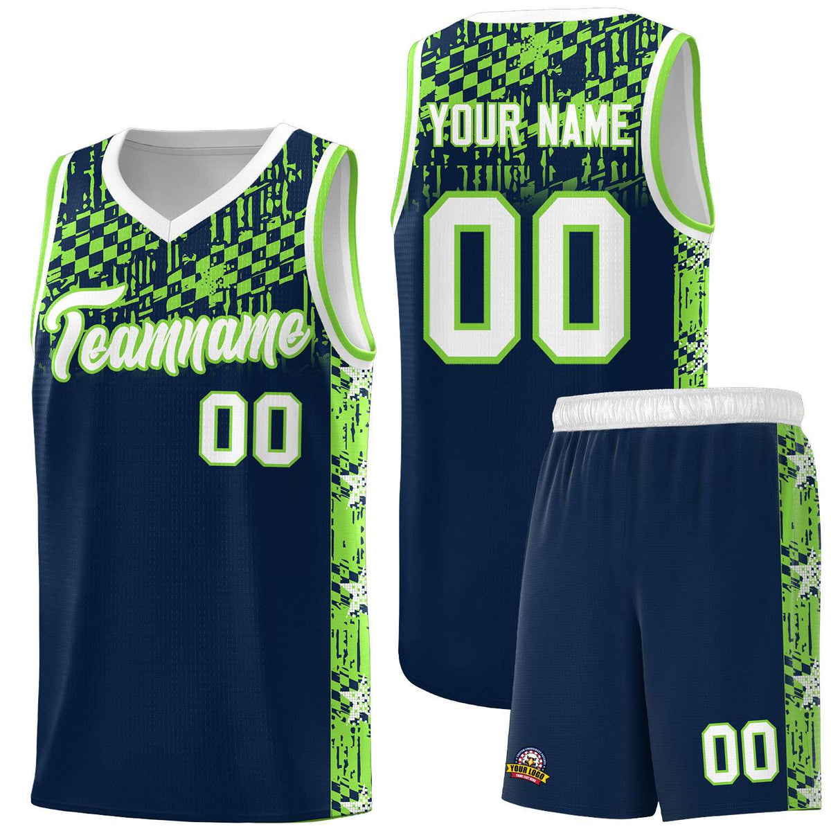 Custom Navy Mosaic Stars Pattern Sports Uniform Basketball Jersey|KXKSHOP