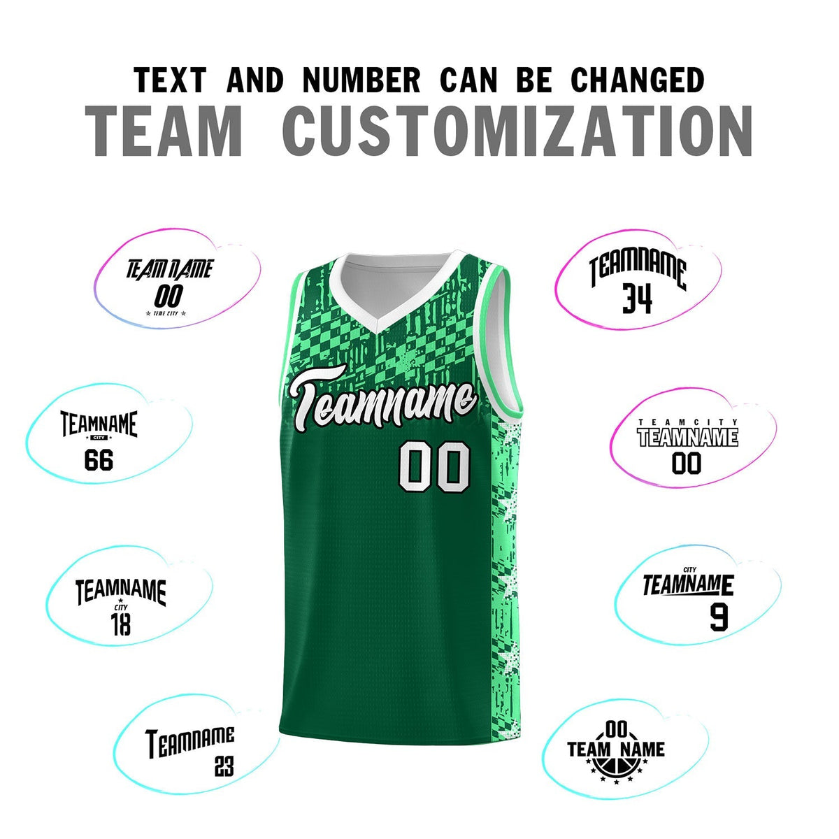 Custom Kelly Green Mosaic Stars Pattern Sports Uniform Basketball Jersey|KXKSHOP