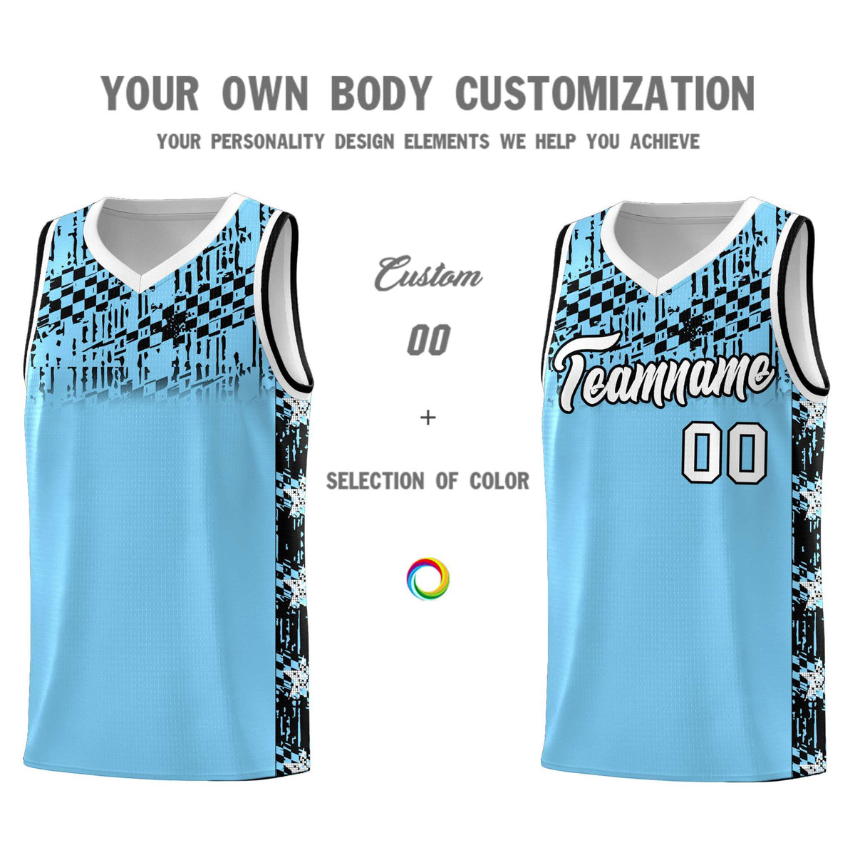 Custom Light Blue Mosaic Stars Pattern Sports Uniform Basketball Jersey|KXKSHOP