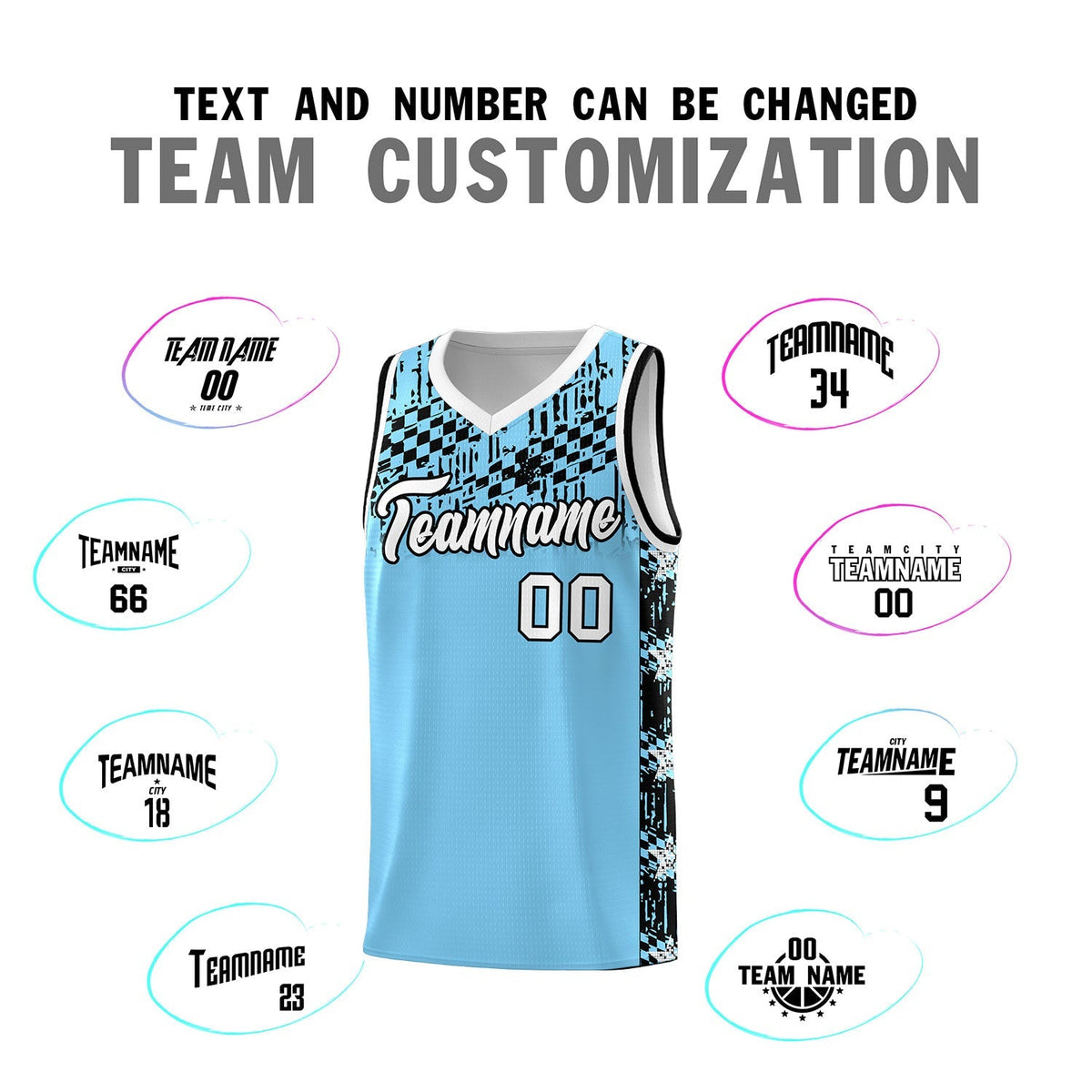 Custom Light Blue Mosaic Stars Pattern Sports Uniform Basketball Jersey|KXKSHOP