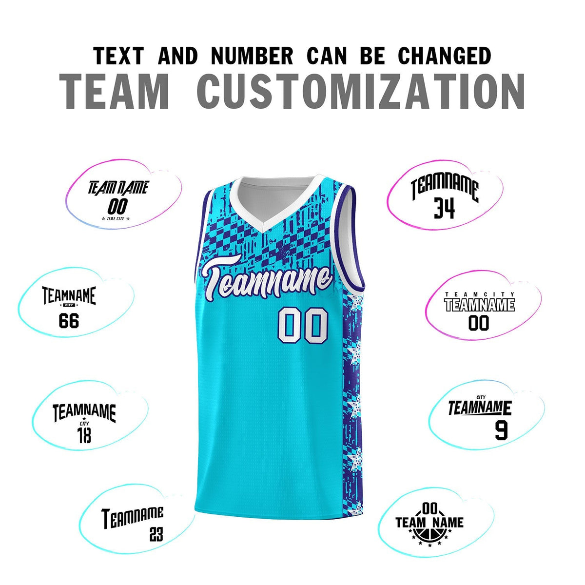 Custom Sky Blue Mosaic Stars Pattern Sports Uniform Basketball Jersey|KXKSHOP