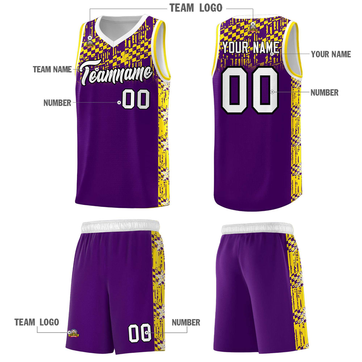 Custom Purple Mosaic Stars Pattern Sports Uniform Basketball Jersey|KXKSHOP