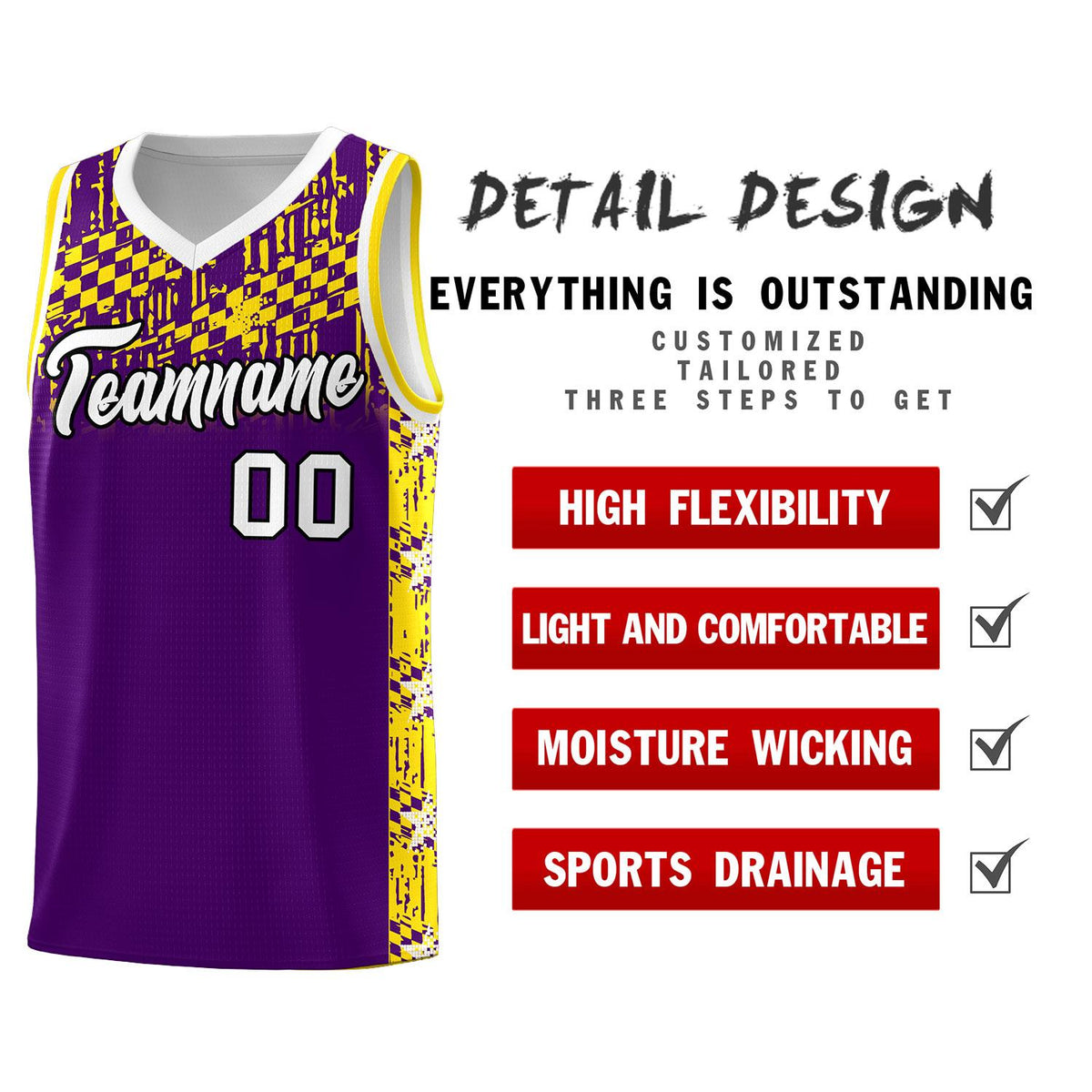 Custom Purple Mosaic Stars Pattern Sports Uniform Basketball Jersey|KXKSHOP