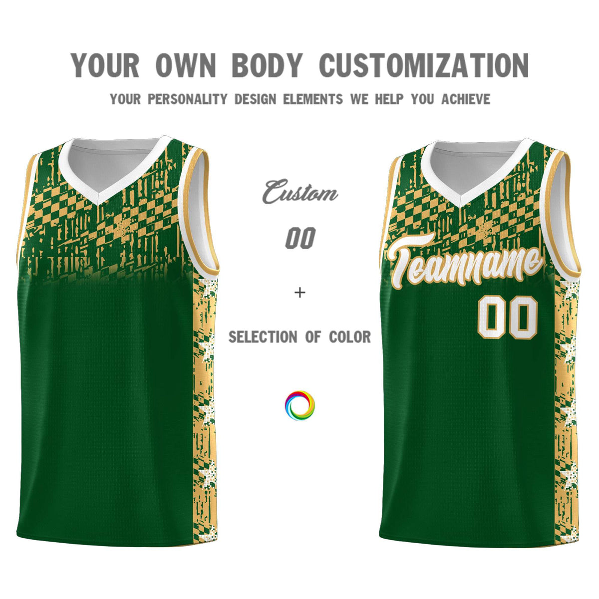 Custom Green Mosaic Stars Pattern Sports Uniform Basketball Jersey|KXKSHOP