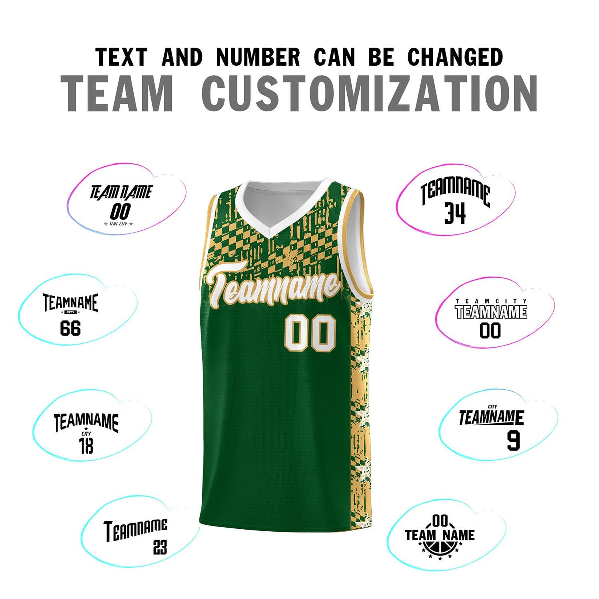 Custom Green Mosaic Stars Pattern Sports Uniform Basketball Jersey|KXKSHOP