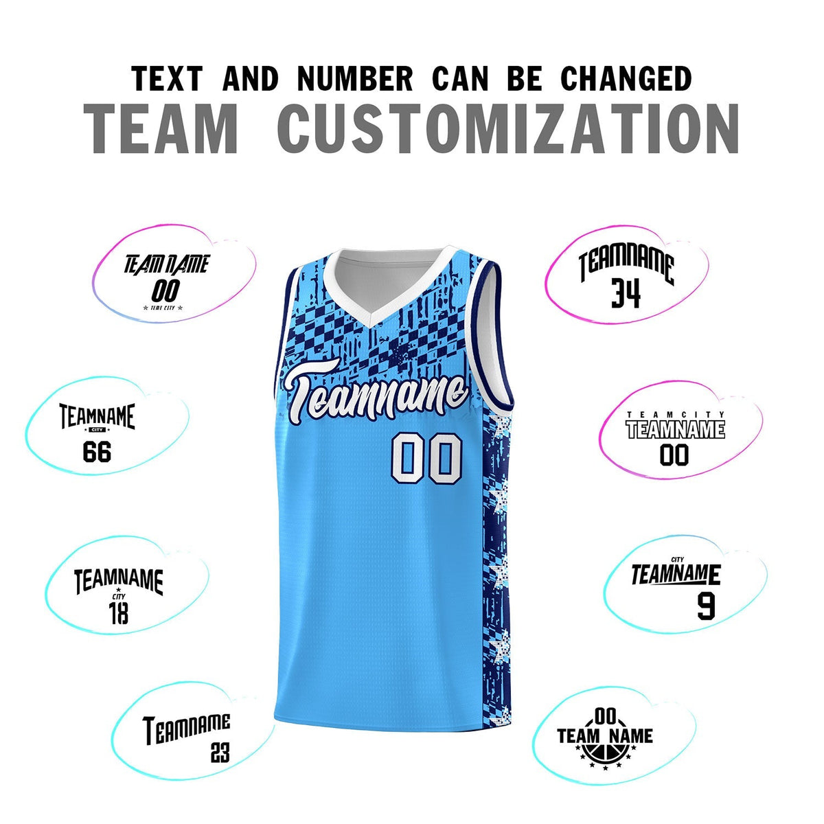 Custom Powder Blue Mosaic Stars Pattern Sports Uniform Basketball Jersey|KXKSHOP