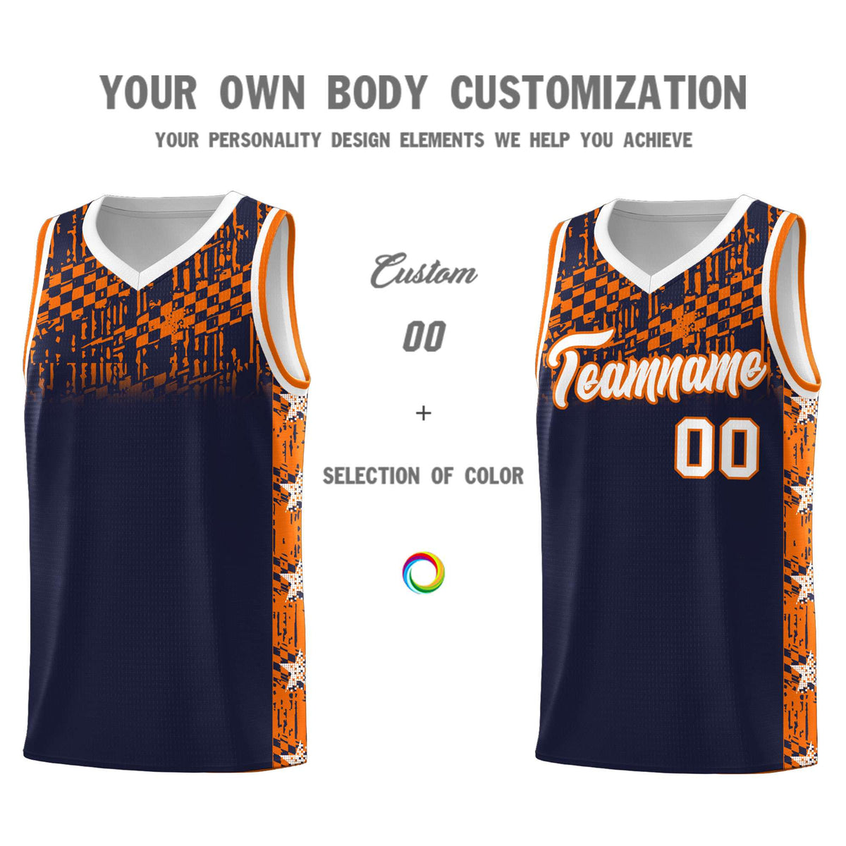 Custom Navy Mosaic Stars Pattern Sports Uniform Basketball Jersey|KXKSHOP