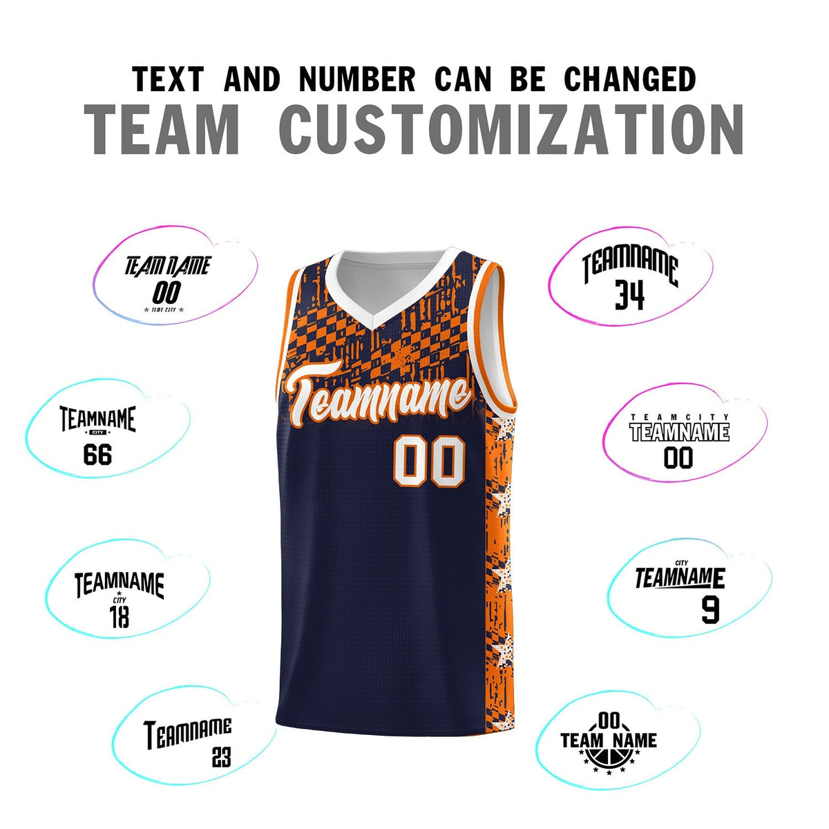 Custom Navy Mosaic Stars Pattern Sports Uniform Basketball Jersey|KXKSHOP