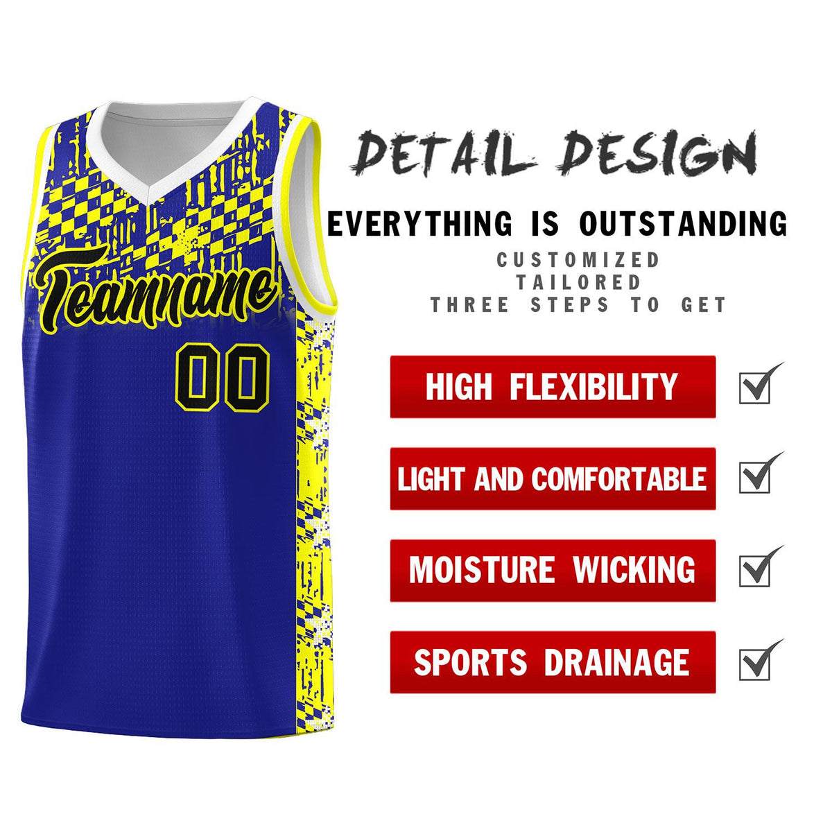 Custom Royal Mosaic Stars Pattern Sports Uniform Basketball Jersey|KXKSHOP