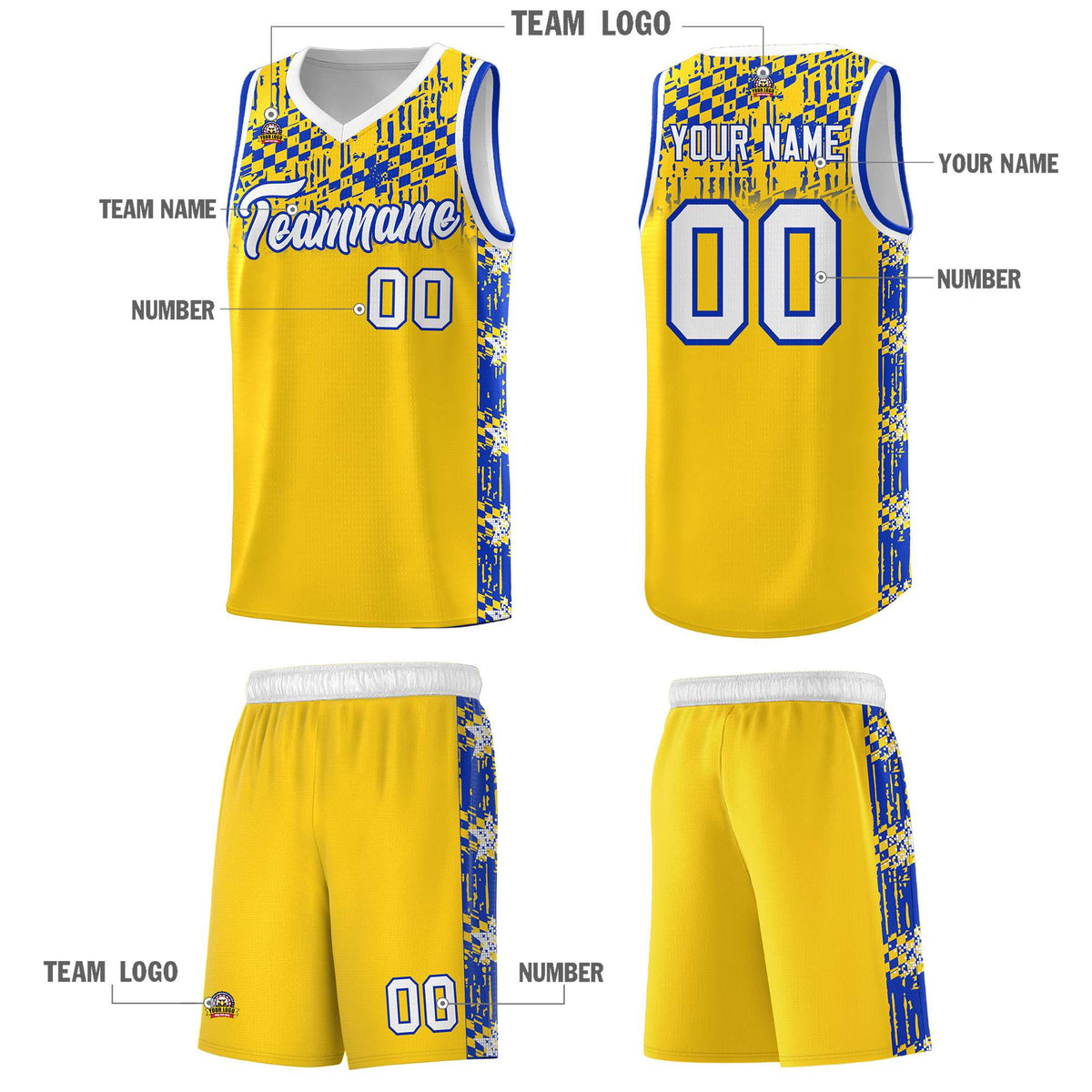Custom Gold Mosaic Stars Pattern Sports Uniform Basketball Jersey|KXKSHOP