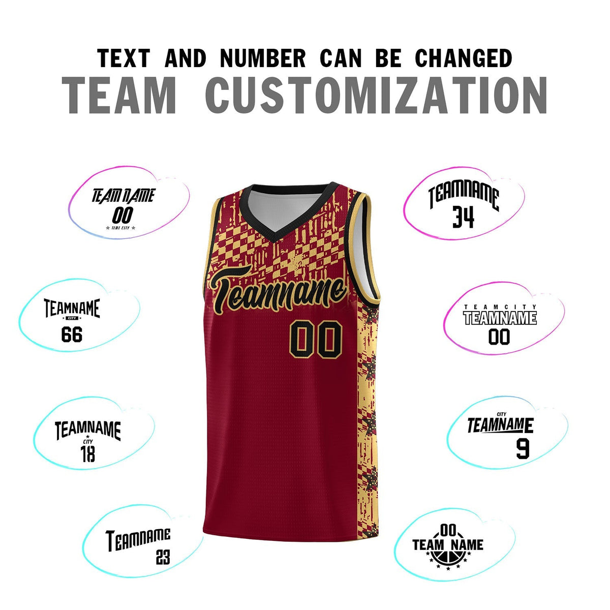 Custom Crimson Mosaic Stars Pattern Sports Uniform Basketball Jersey|KXKSHOP