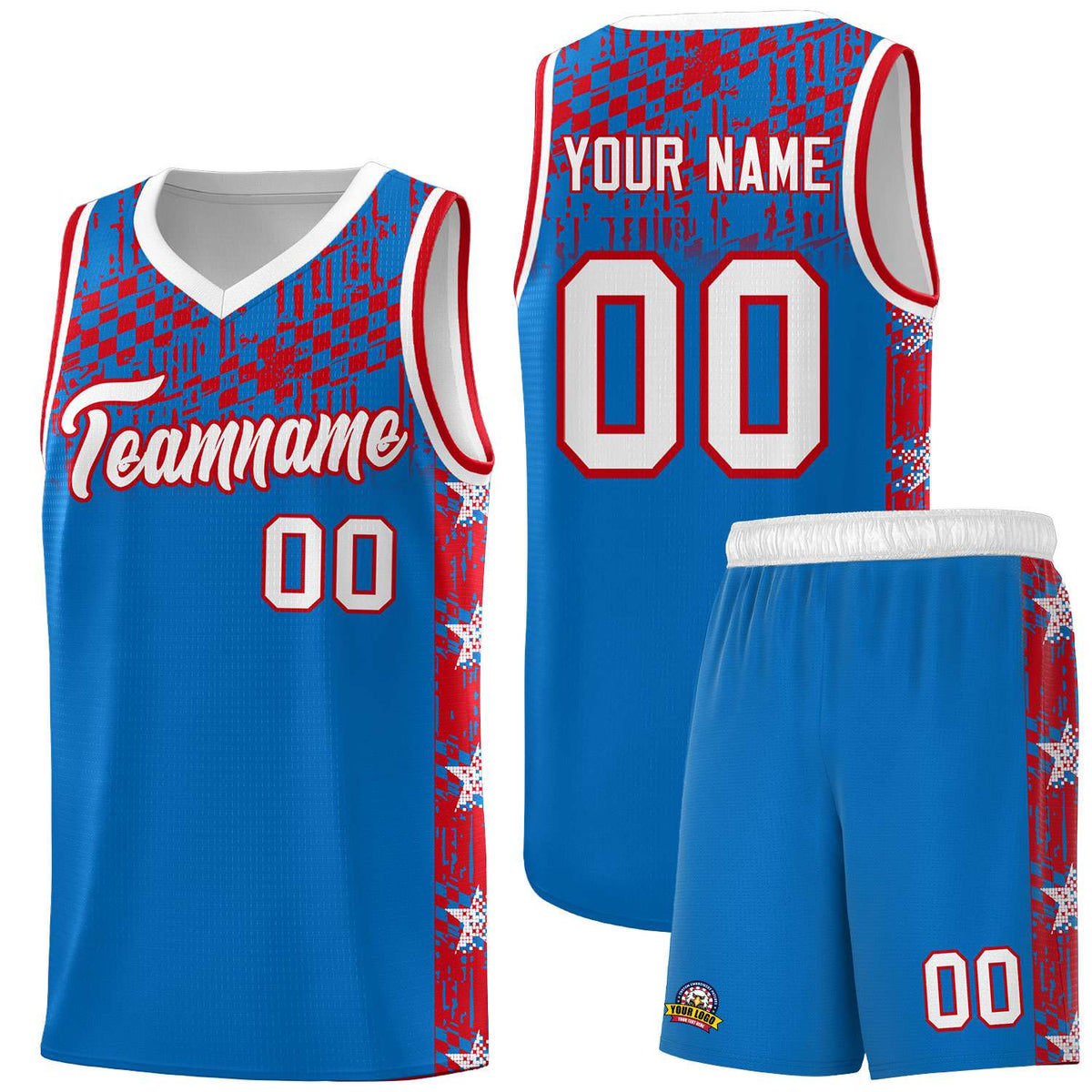 Custom Royal Mosaic Stars Pattern Sports Uniform Basketball Jersey|KXKSHOP