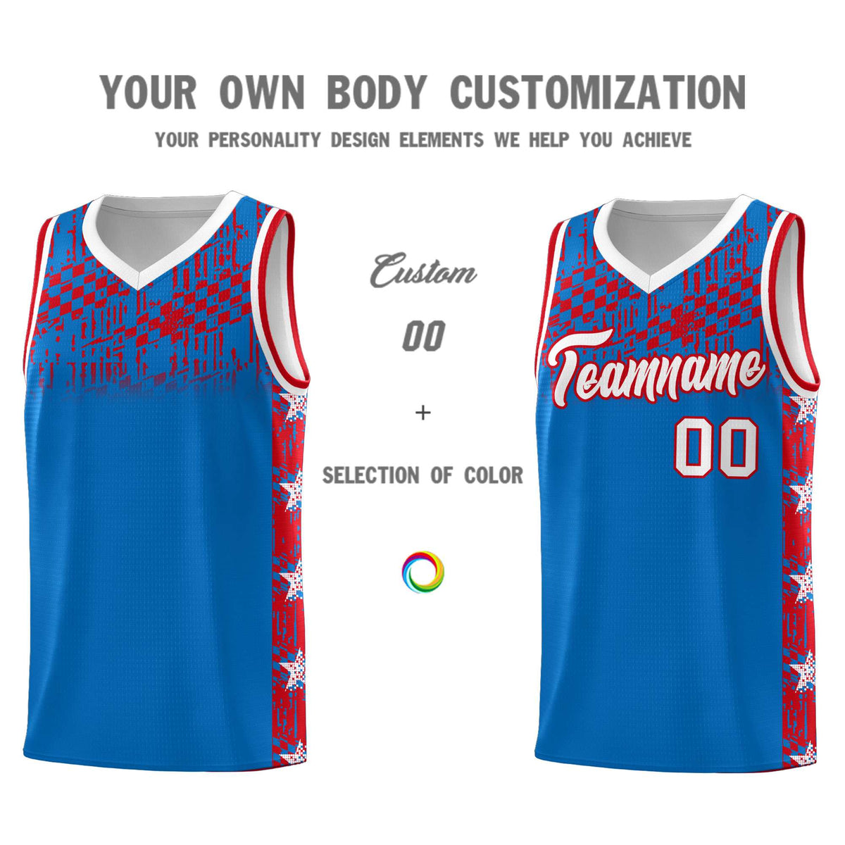 Custom Royal Mosaic Stars Pattern Sports Uniform Basketball Jersey|KXKSHOP