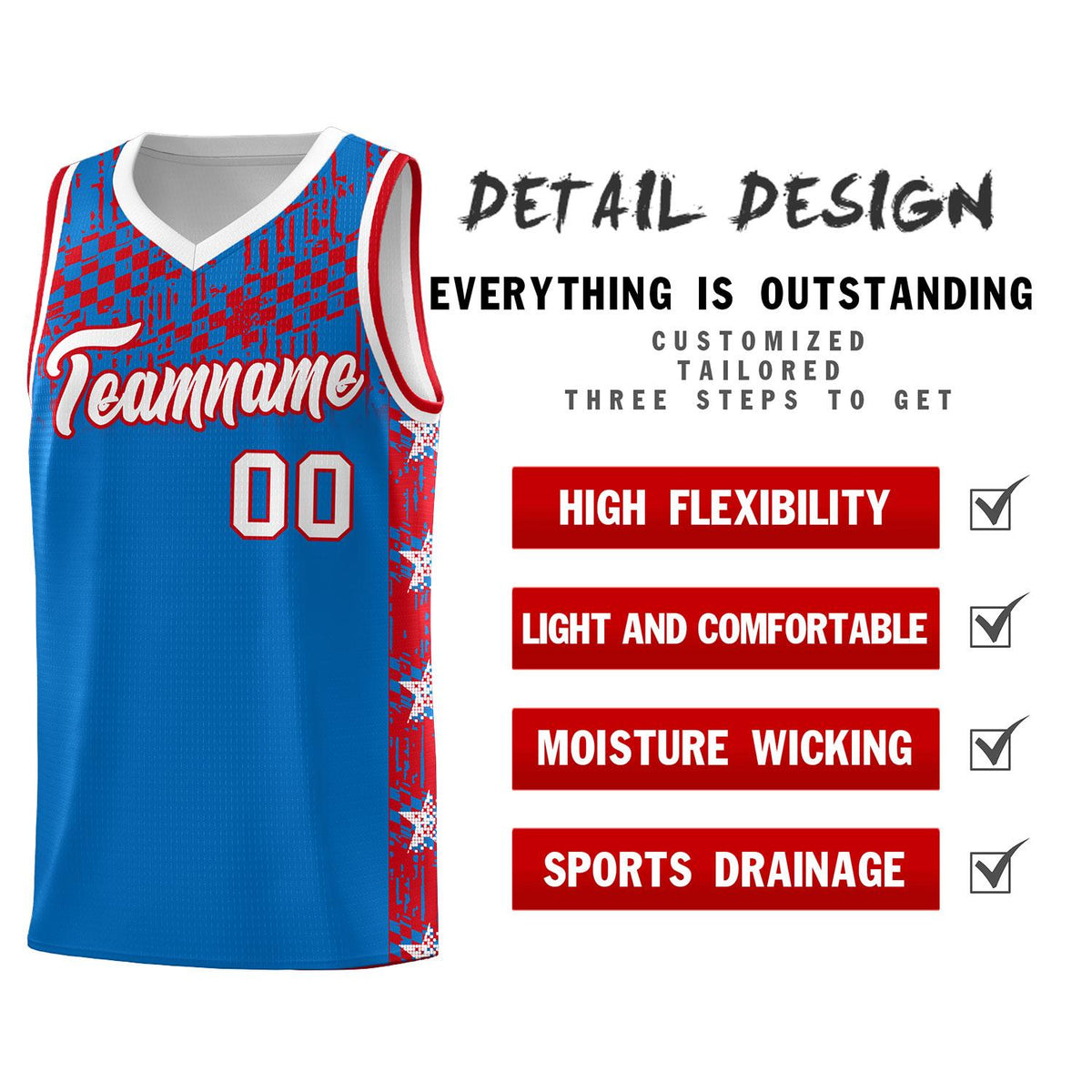 Custom Royal Mosaic Stars Pattern Sports Uniform Basketball Jersey|KXKSHOP