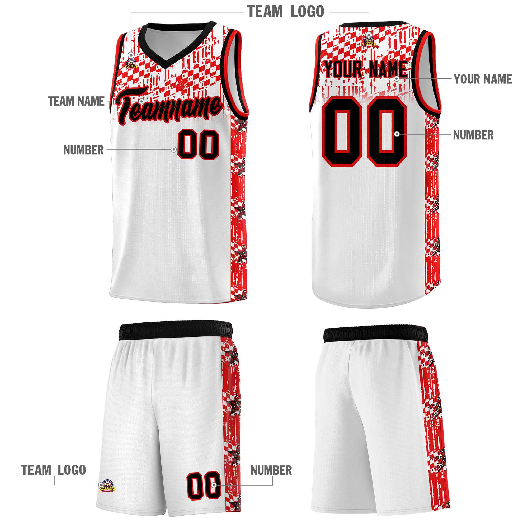 Custom White Mosaic Stars Pattern Sports Uniform Basketball Jersey|KXKSHOP
