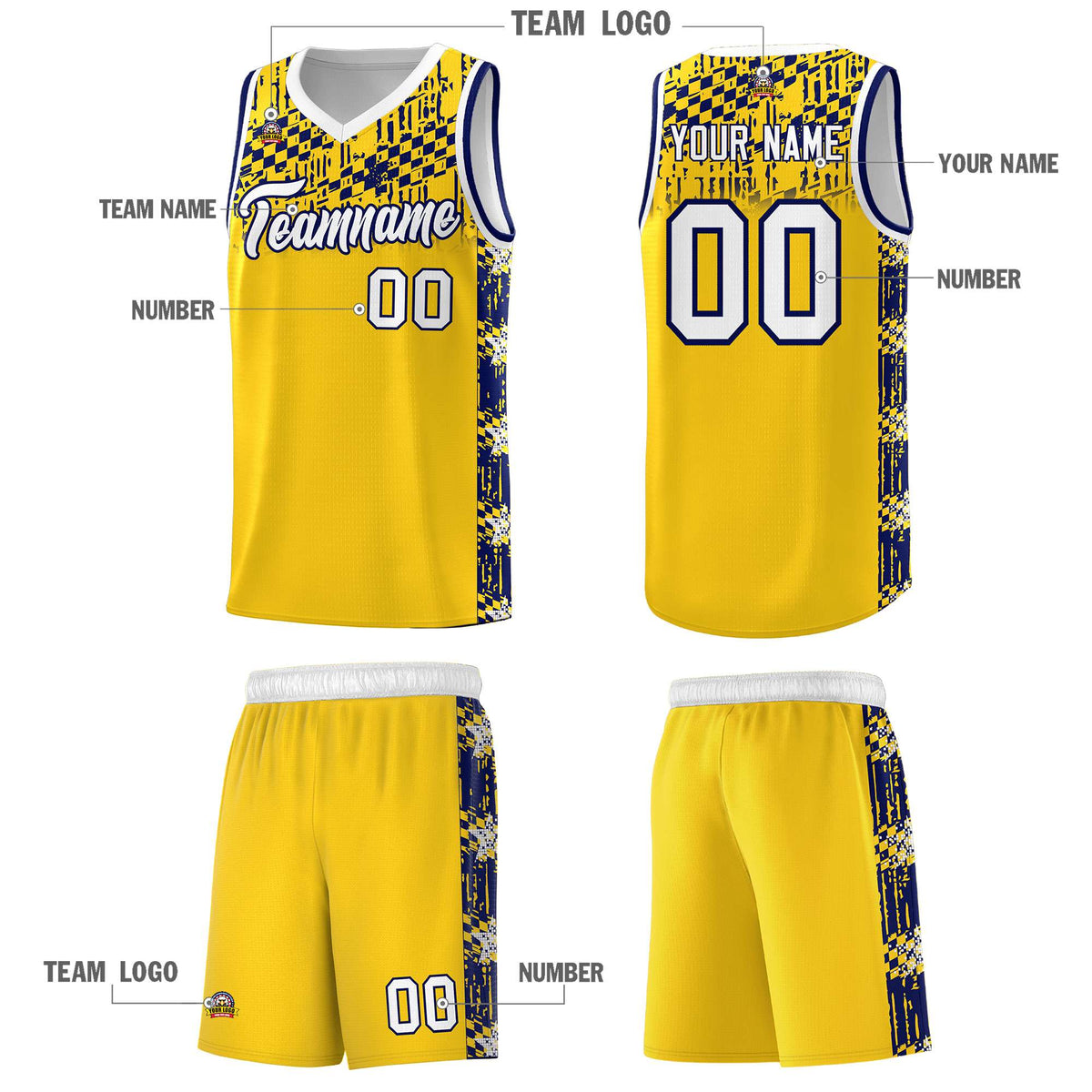 Custom Gold Mosaic Stars Pattern Sports Uniform Basketball Jersey|KXKSHOP