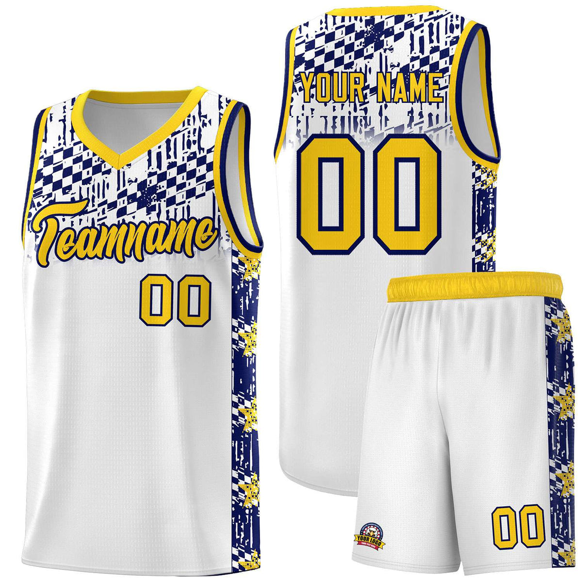 Custom White Mosaic Stars Pattern Sports Uniform Basketball Jersey|KXKSHOP