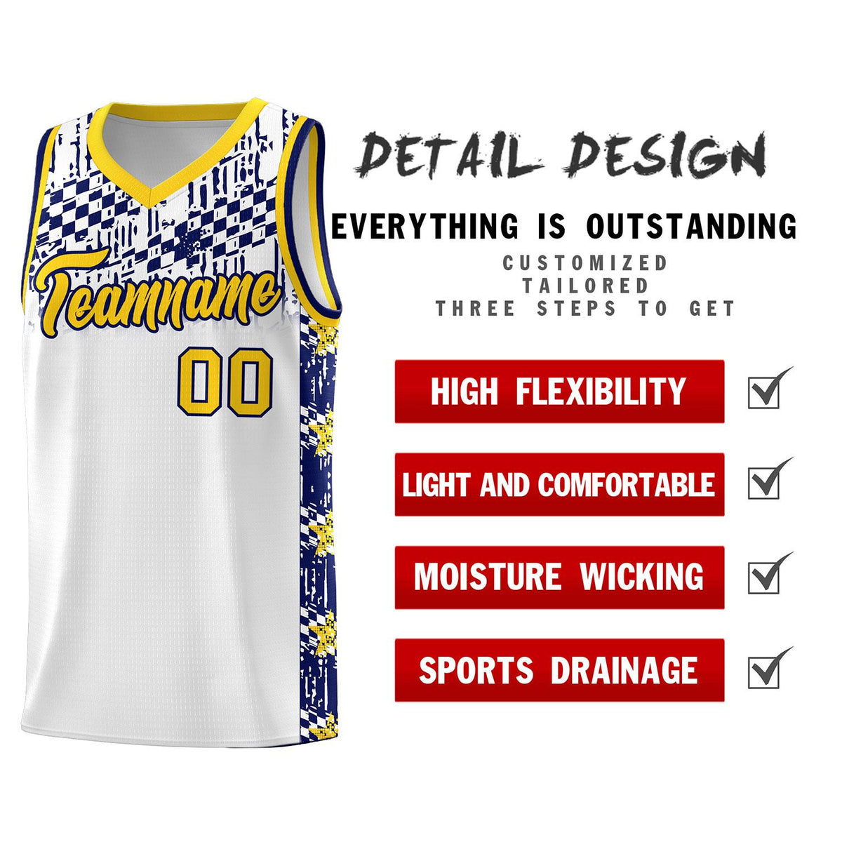 Custom White Mosaic Stars Pattern Sports Uniform Basketball Jersey|KXKSHOP