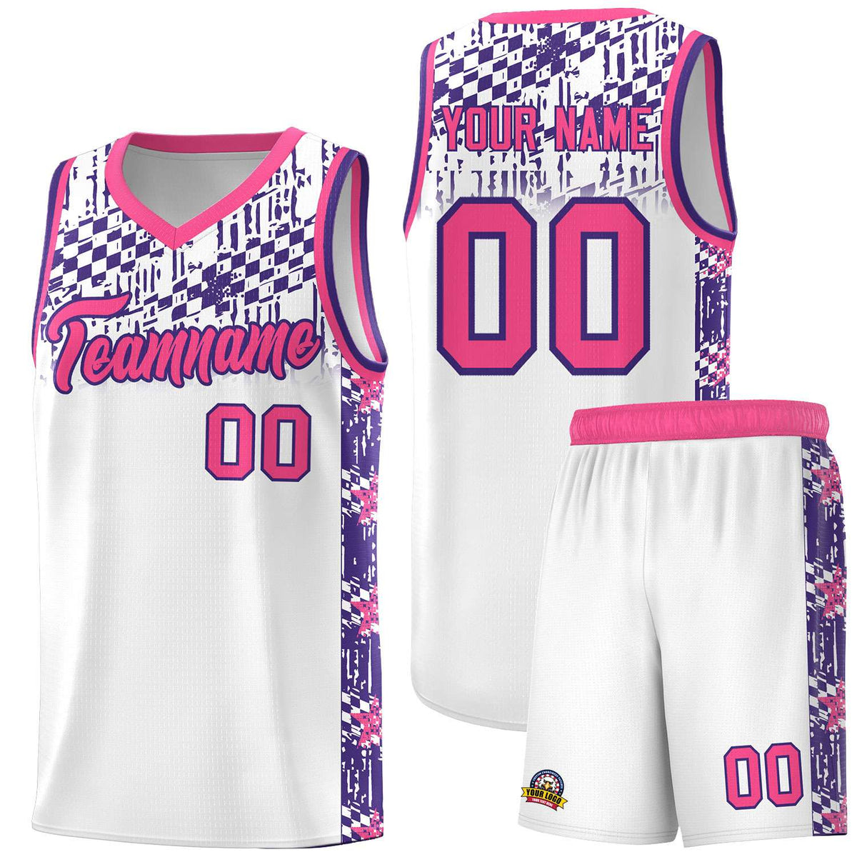 Custom White Mosaic Stars Pattern Sports Uniform Basketball Jersey|KXKSHOP